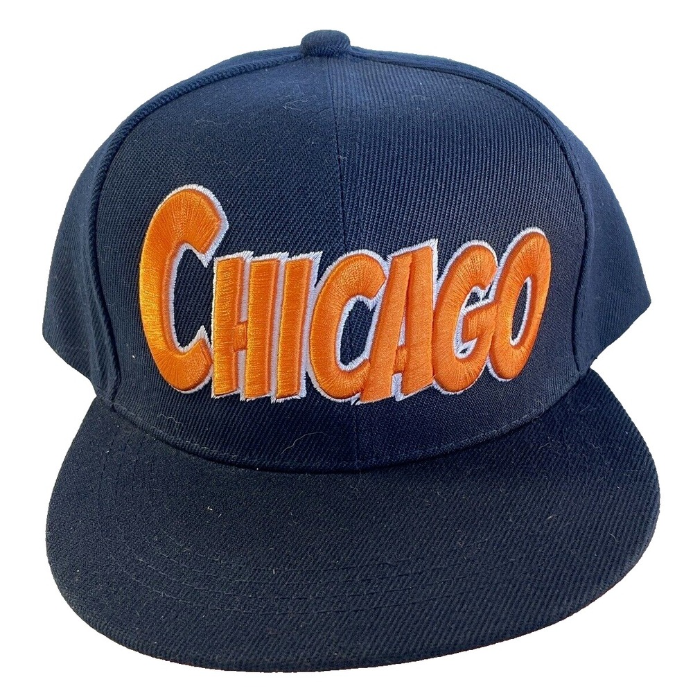Chicago Cap Hat‎ Adult Snapback Embroidered Blue Orange Polyester Six Flags